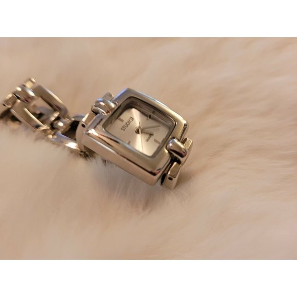Womens Studio Square Link Watch Quartz Silver Tone Metal Geometric 8951 - Picture 3 of 7